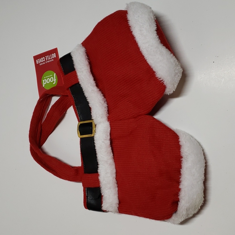 Food Network Santa's Pants 2 Bottle Wine Holder Gift Christmas Holiday NWT